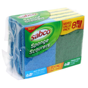 SABCO - 10PK SPONGE SCOURERS STANDARD 15 X 10CM